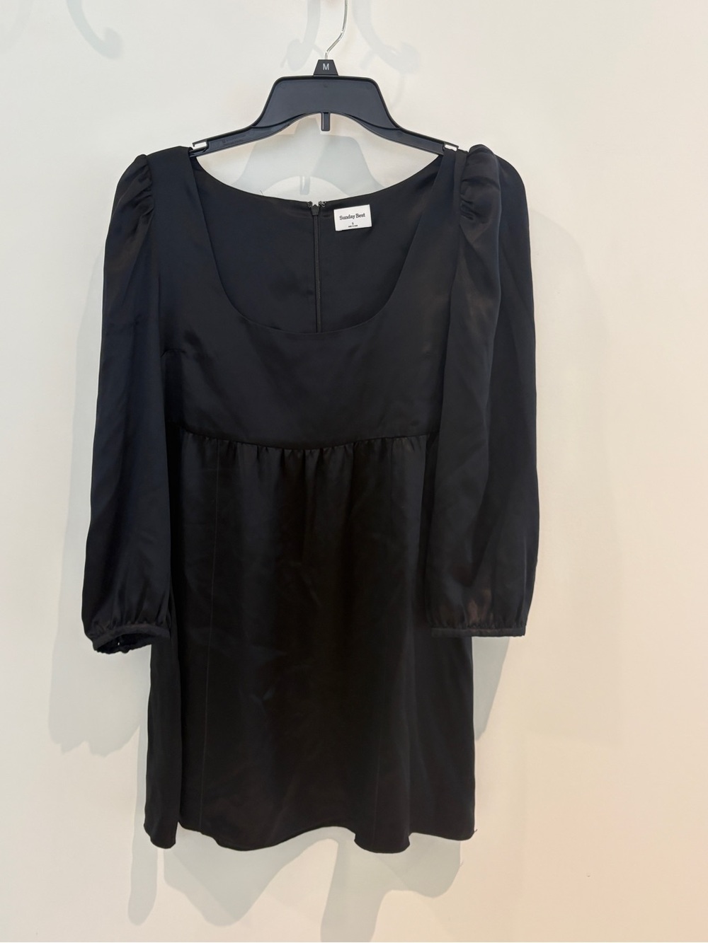 ARITZIA - SUNDAY BEST Black Satin Square-Neck Mini Dress SIZE S